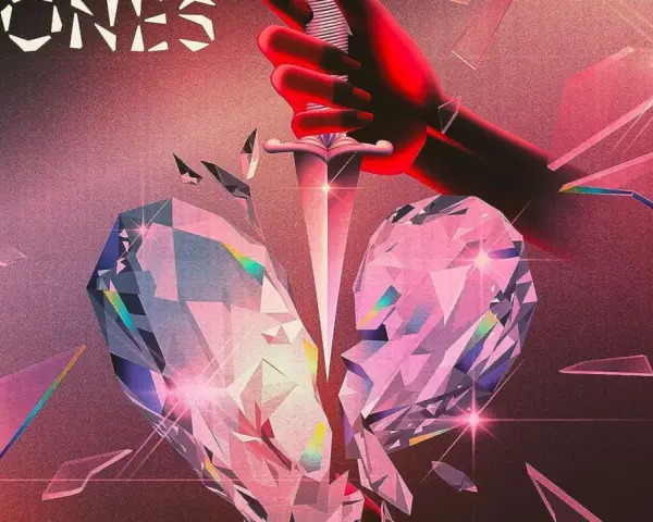 Ein zerbrochenes Herz aus Kristall, durchbohrt von einem Dolch, gehalten von einer roten Hand. Die Rolling Stones mess it up mit diesem dramatischen Artwork.