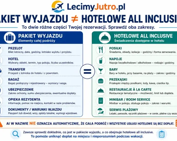 Pakiet wyjazdu vs. hotelowe all inclusive: sprawdź, co obejmuje Twoja rezerwacja i ciesz się wakacjami bez dopłat.