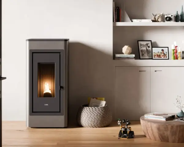 Stufa a pellet moderna con fiamma viva. Un'idea per scegliere la stufa a pellet perfetta per il tuo soggiorno.