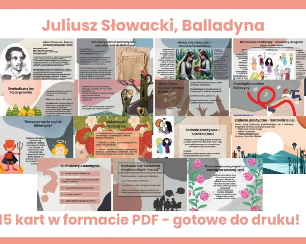 Balladyna grafika: Juliusz Słowacki, streszczenie, symbole, zadania kreatywne, quiz i ciekawostki o dramacie.