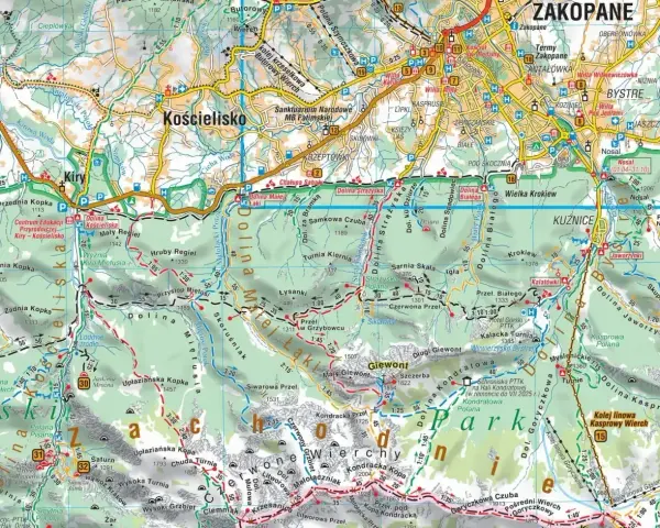 Mapa Tatr Zachodnich: Zakopane, Kościelisko, Giewont. Idealne miejsce na lato w górach.