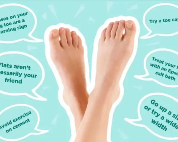 Feet pain? Try an Epsom salt bath for relief. Tips include avoiding cement exercise and wearing wider shoes.