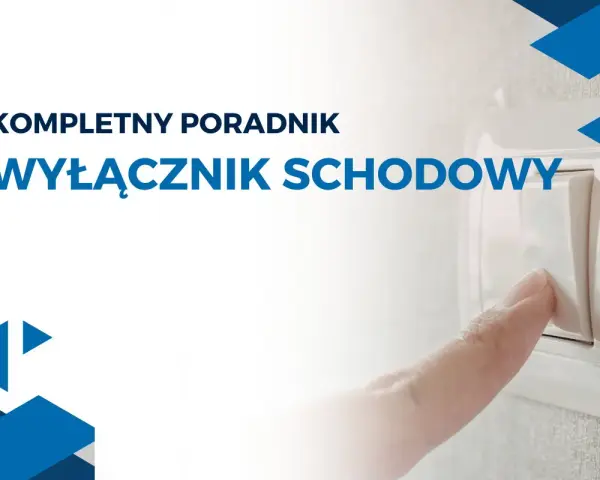 Kompletny poradnik: wyłącznik schodowy schemat. Palec naciska biały włącznik schodowy, symbolizując łatwość obsługi i zrozumienia instalacji elektrycznej.