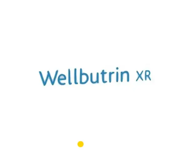Niebieski napis Wellbutrin XR na białym tle.
