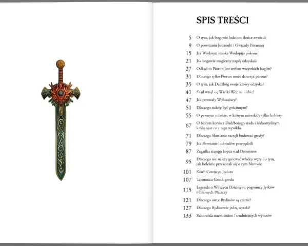 Ornamentalny miecz, symbol dawnych wierzeń i mitologizacja słowiańskich bogów.