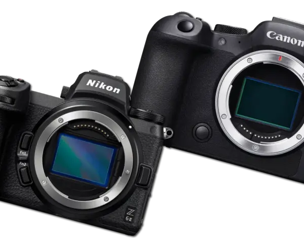 Dwa aparaty, Nikon Z 6II i Canon EOS R6 Mark II, gotowe do akcji. Który wybierzesz: canon czy nikon?