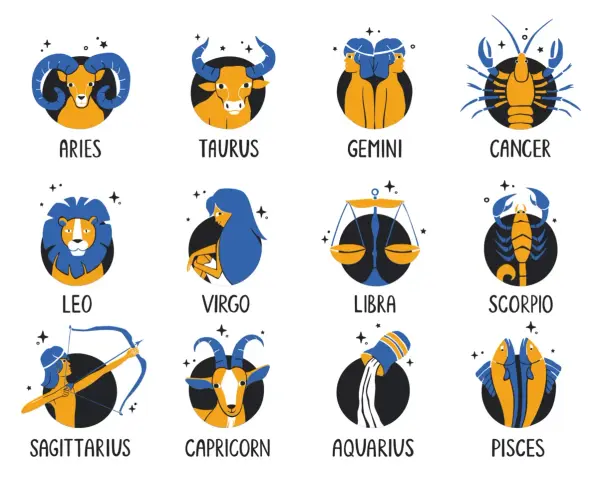 Ilustracja przedstawia dwanaście symboli zodiaku, każdy z nich to 23.11 znak zodiaku.