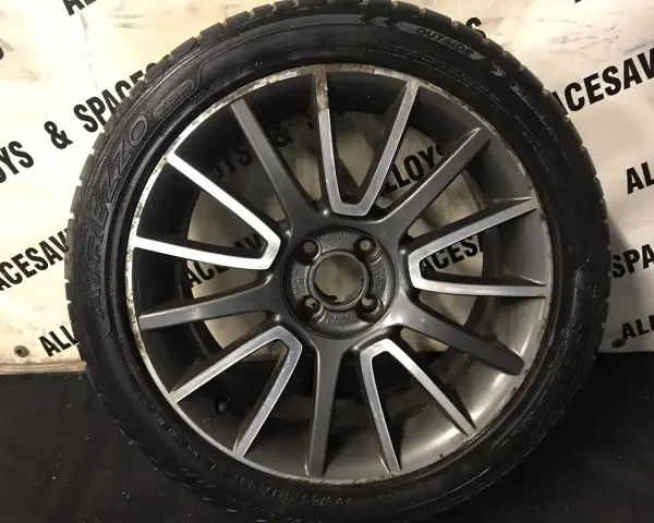 Cerchi in lega da 17 pollici per Fiat Bravo, design a 5 razze doppie, grigio antracite con finitura diamantata.