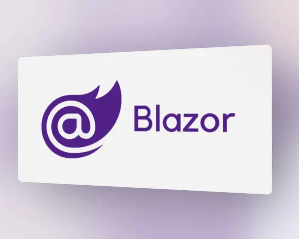 Das Blazor Server Logo mit dem @-Symbol und dem Schriftzug "Blazor" auf weißem Hintergrund.