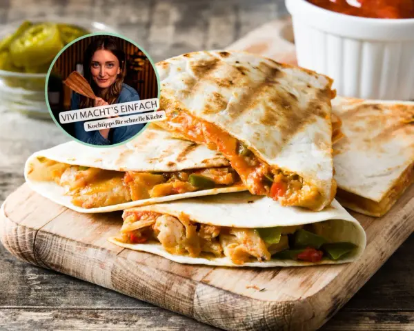 Leckere Quesadillas mit Hähnchen und Gemüse – tolle Mittagessen Ideen für schnelle Küche.