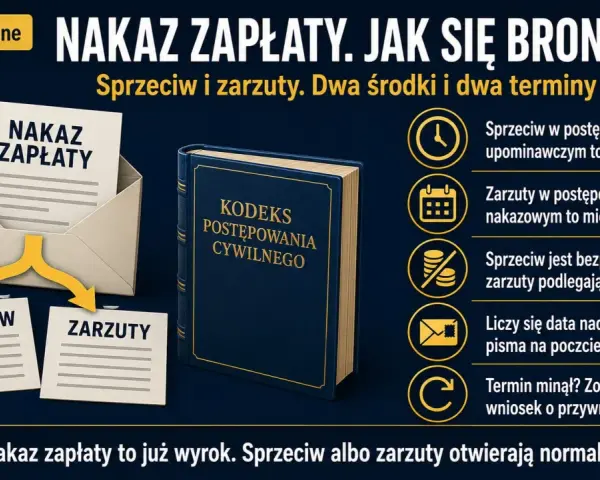 Nakaz zapłaty. Jak się bronić? Sprzeciw lub zarzuty do sądu. Kodeks postępowania cywilnego.