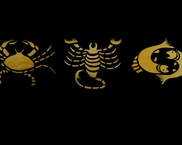 Złote symbole zodiaku: Rak, skorpion znak zodiaku ciekawostki, Ryby.