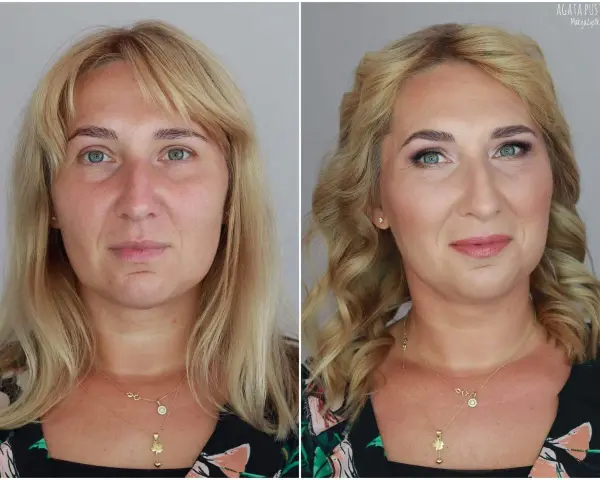 Przed i po: metamorfoza kobiety z naturalnym makijażem i fryzurą. Zastanawiasz się, co najpierw: fryzura czy makijaż?