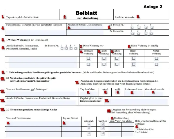 Formular zawiera pola do wpisania adresu zamieszkania, danych osobowych oraz informacji o członkach rodziny.