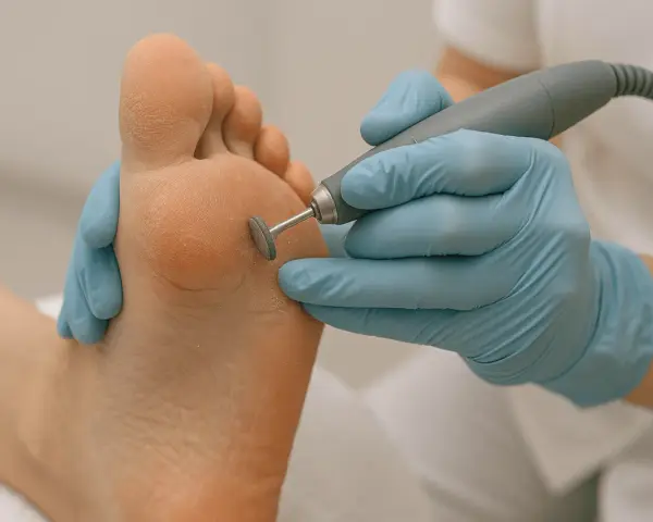 Profesjonalny pedicure: jak usunąć zrogowacenia na stopach za pomocą frezarki. Skóra stóp staje się gładka i miękka.