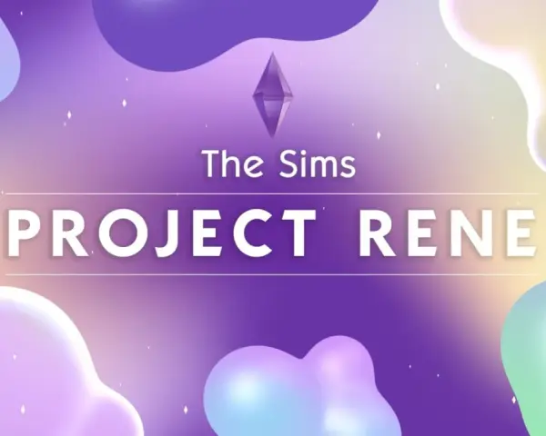 Projekt Rene, czyli przyszłość The Sims 5, zapowiedziany na pastelowym tle z bańkami.