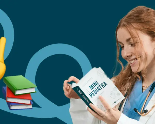 Giovane dottoressa studia "Il Mini Pediatra", forse per capire quanto guadagna un medico privato.