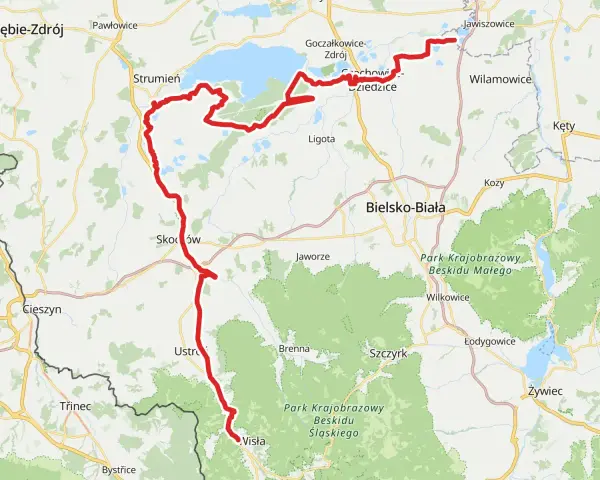 Trasa rowerowa wokół Jeziora Goczałkowickiego i przez Beskid Śląski. Żelazny szlak rowerowy łączy Wisłę z Jawiszowicami.