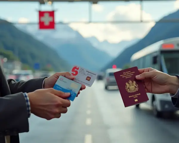 Przejście graniczne ze Szwajcarią. Czy do Szwajcarii potrzebny jest paszport? Pokazano paszport i karty identyfikacyjne.