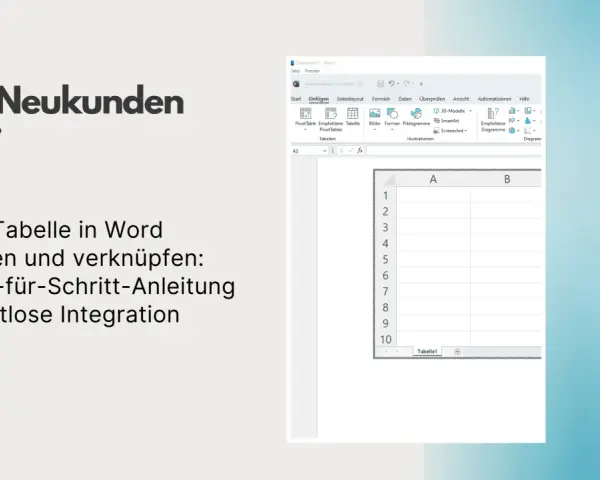 Anleitung: Excel-Tabelle in Word einfügen und verknüpfen. Word-Oberfläche mit eingefügter Excel-Tabelle.