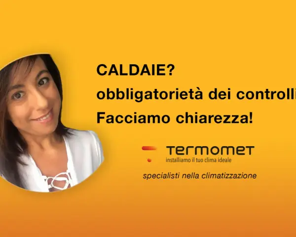 Donna sorridente parla di caldaie e controlli obbligatori. Prima accensione caldaia e climatizzazione con Termomet.