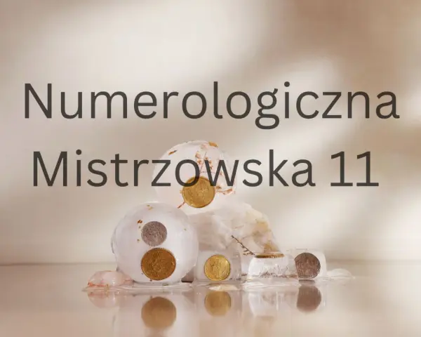 Monety w lodowych kulach i kostkach, symbolizujące numerologiczną Mistrzowską 11.