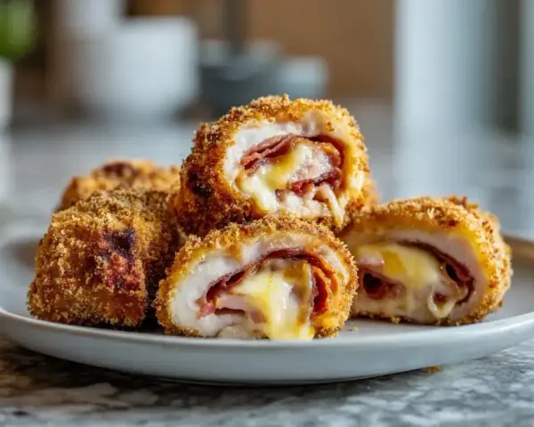 Délicieux cordon bleu au air fryer, croustillant à l'extérieur, fondant à l'intérieur avec jambon et fromage.