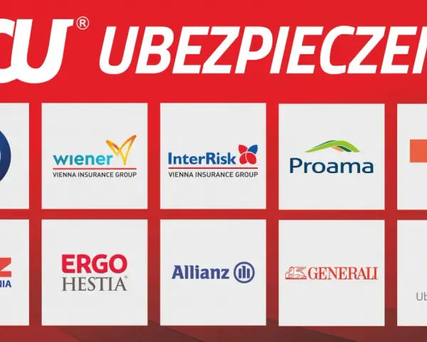Logotypy agencji ubezpieczeniowych: PZU, Wiener, InterRisk, Proama, Pru, TUZ, Ergo Hestia, Allianz, Generali, Agro Ubezpieczenia.