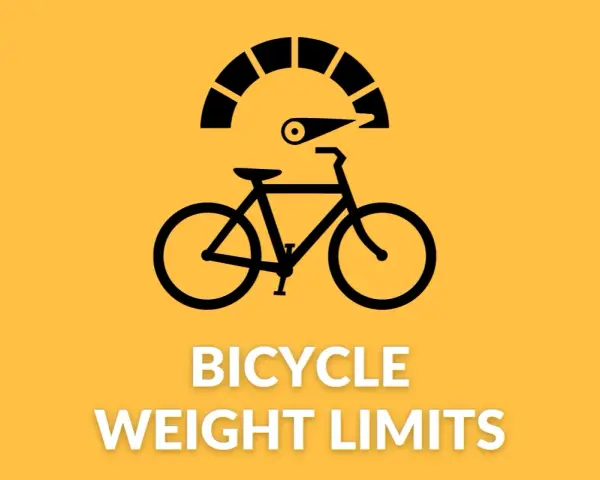 Icon of a bicycle with a speedometer above it, indicating "Bicycle Weight Limits.