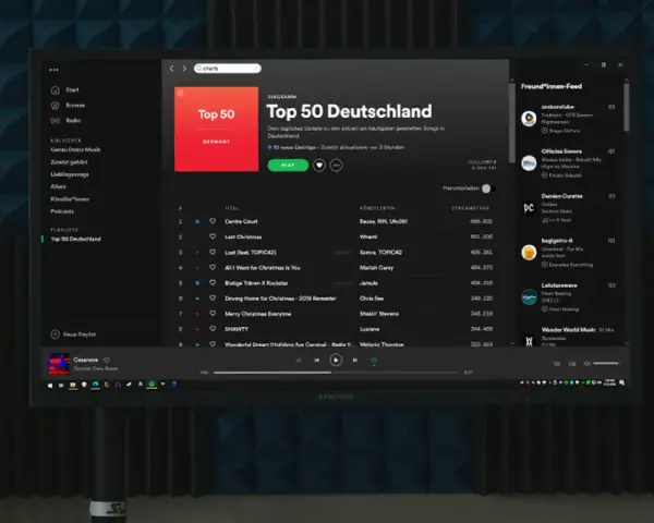 Spotify-Playlist "Top 50 Deutschland" mit vielen Streams.