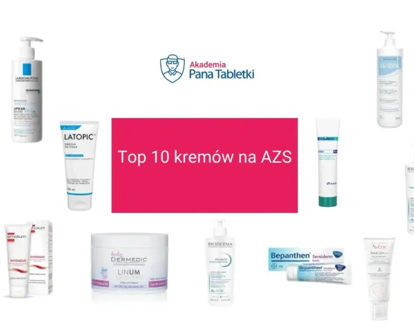 Kremy na AZS z serii poldermin i inne produkty do pielęgnacji skóry atopowej.