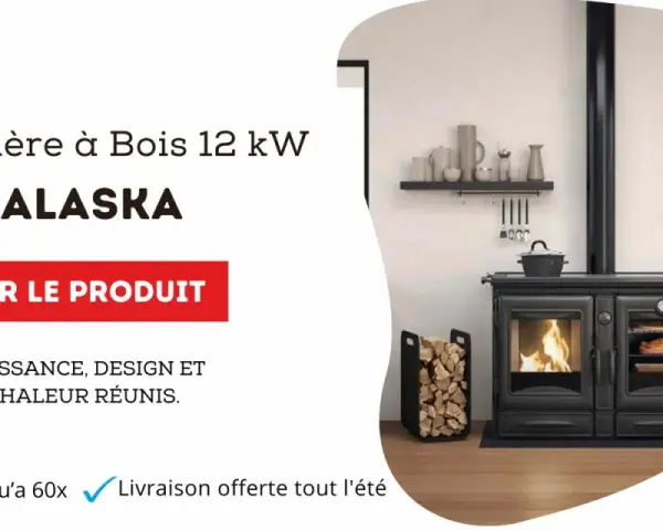 Cuisinière ALASKA, une merveille de cuisine au feu de bois alliant puissance et design. Parfait pour réchauffer votre foyer.