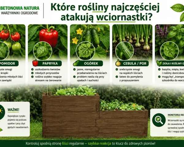 Wciornastki atakują pomidory, paprykę, ogórki, cebulę, por, zioła i rośliny ozdobne. Oprysk jest ważny przy upałach i gęstych nasadzeniach.