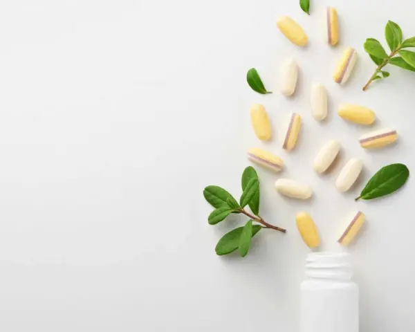 Pastillas y hojas verdes sugieren las propiedades del ácido alfa lipoico.