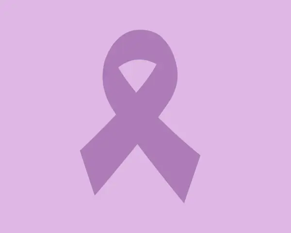 Lila Schleife als Symbol für Hoffnung und Stärke. Ein Zeichen, um Hypochondrie loswerden und ein sorgenfreieres Leben zu führen.