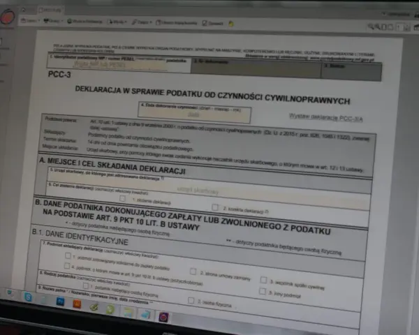Formularz PCC-3 do rozliczenia podatku od kupna samochodu. Wypełnianie deklaracji podatkowej.