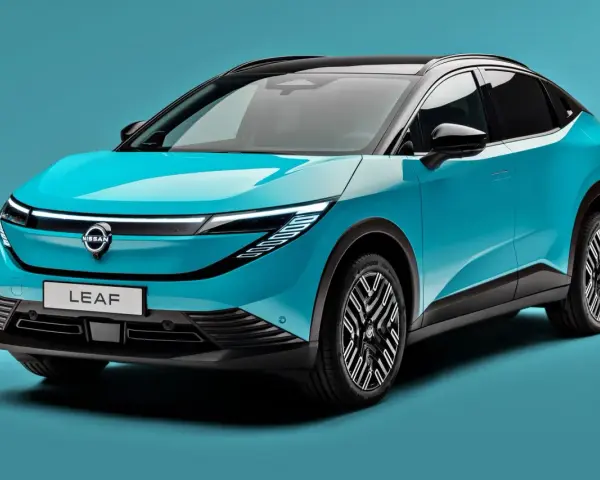 Niebieski Nissan Leaf z nowoczesnymi światłami LED. Poznaj jego imponujące nissan leaf wymiary i styl.