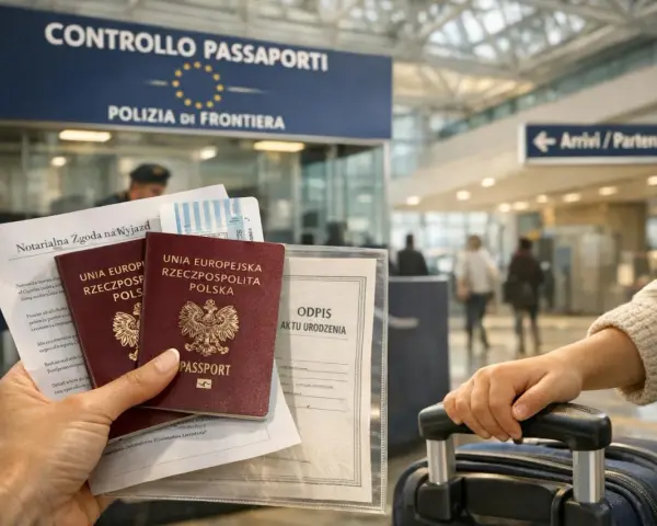 Paszporty i dokumenty gotowe do podróży. Czy do Włoch trzeba paszport? Tak, jeśli nie jesteś obywatelem UE.