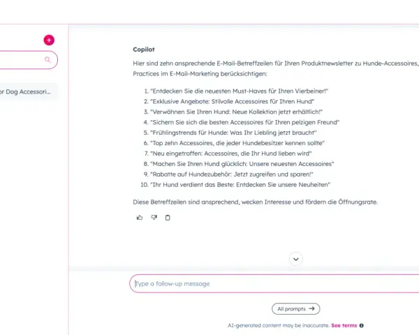 Beispiele für E-Mail-Betreffzeilen für Hunde-Accessoires: 10 Ideen, die Interesse wecken und die Öffnungsrate steigern.