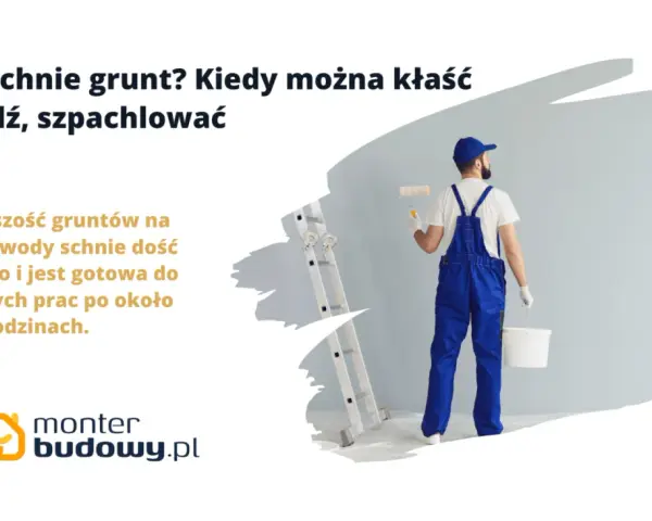 Budowlaniec z wałkiem i wiadrem czeka, aż grunt wyschnie. Większość gruntów wodnych schnie 4-6 godzin.