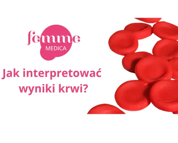 Czerwone krwinki i logo Femme Medica.