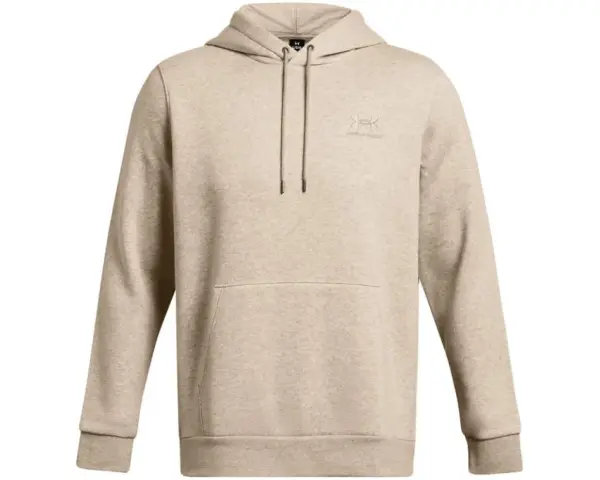Beżowa bluza Under Armour bez kaptura z kieszenią kangurką i dyskretnym logo.