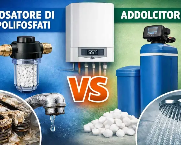 Dosatore polifosfati vs addolcitore: scopri quanto dura una cartuccia di polifosfati e come prevenire il calcare.