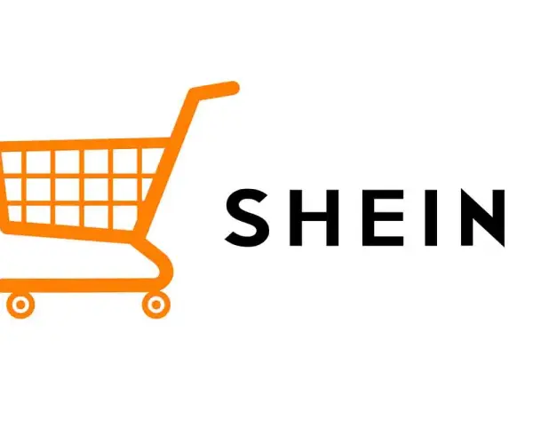 Carrito de compras naranja junto a la palabra SHEIN. ¿Buscas ropa shein petite?
