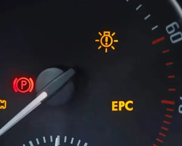 Na desce rozdzielczej świeci się kontrolka EPC i kontrolka silnika.