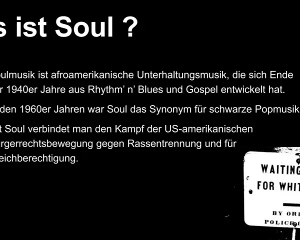 Soulmusik, ein Musikgenre mit Seele, entstand Ende der 1940er Jahre. Sie war ein Synonym für schwarze Popmusik und verband sich mit dem Kampf für Gleichberechtigung.
