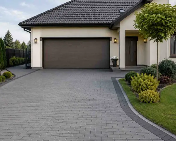 Nowy podjazd z kostki brukowej to świetny pomysł na tani podjazd. Elegancko i praktycznie.