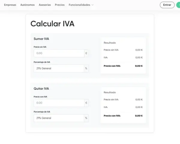 Calculadora de IVA. Muestra cómo sumar o quitar IVA de una cantidad. Introduce el precio y el porcentaje para ver el resultado.
