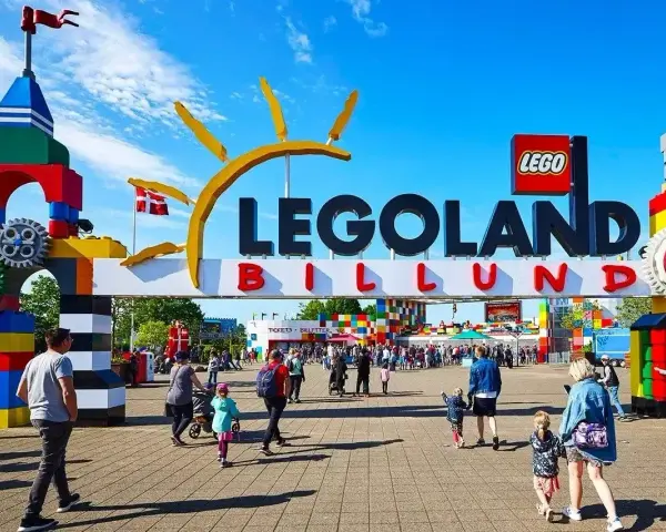 Brama do Legolandu w Billund, z czego słynie dania, zbudowana z klocków Lego.