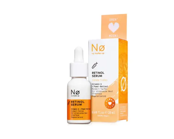 Nø Retinol Serum mit Vitamin A und Power-Retinol für strahlende Haut. Die retinol serum wirkung mindert Falten und regeneriert die Haut.